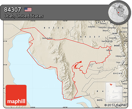 Shaded Relief Map of ZIP Code 84307