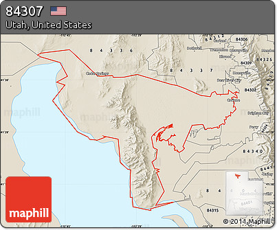 Shaded Relief Map of ZIP Code 84307