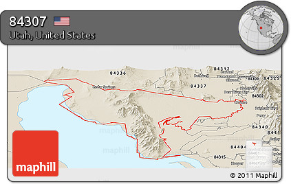 Shaded Relief Panoramic Map of ZIP Code 84307