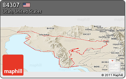 Shaded Relief Panoramic Map of ZIP Code 84307