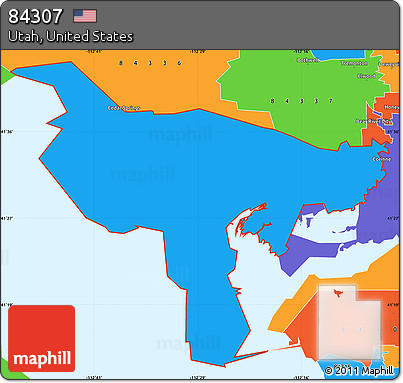 Political Simple Map of ZIP Code 84307