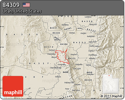 Shaded Relief Map of ZIP Code 84309