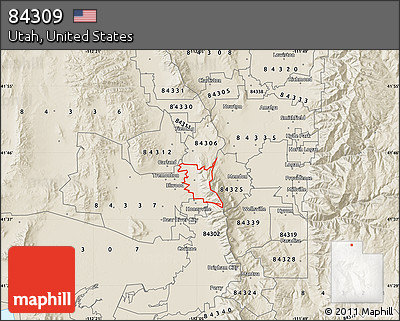 Shaded Relief Map of ZIP Code 84309