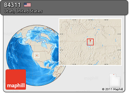Shaded Relief Location Map of ZIP Code 84311