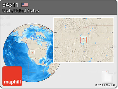 Shaded Relief Location Map of ZIP Code 84311