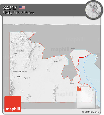 Gray 3D Map of ZIP Code 84313, single color outside