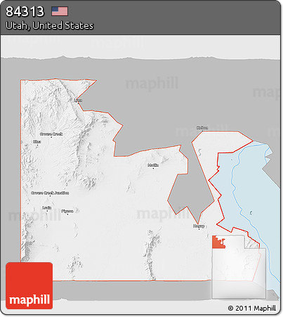 Gray 3D Map of ZIP Code 84313, single color outside