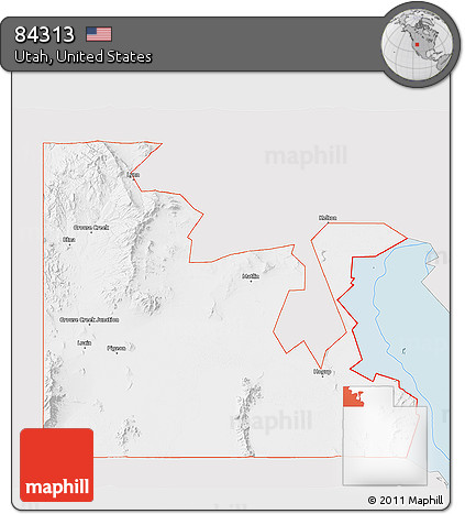 Silver Style 3D Map of ZIP Code 84313, single color outside