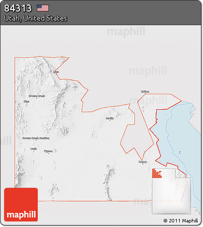 Silver Style 3D Map of ZIP Code 84313, single color outside