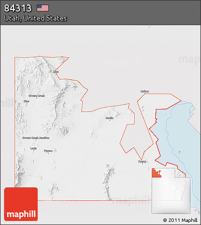 Silver Style 3D Map of ZIP Code 84313, single color outside