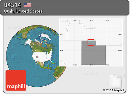 Satellite Location Map of ZIP Code 84314, highlighted country, highlighted state
