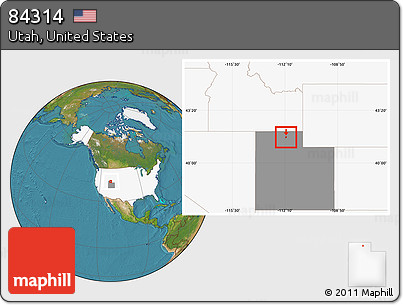 Satellite Location Map of ZIP Code 84314, highlighted country, highlighted state