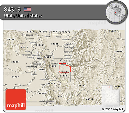 Shaded Relief 3D Map of ZIP Code 84319