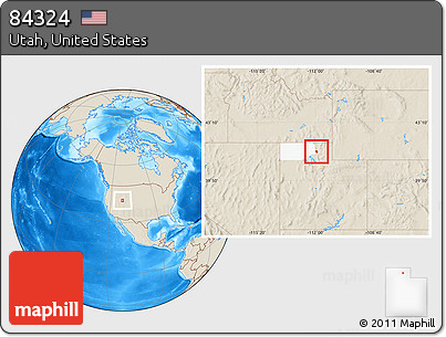 Shaded Relief Location Map of ZIP Code 84324, highlighted county