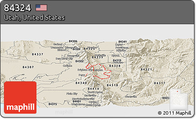 Shaded Relief Panoramic Map of ZIP Code 84324