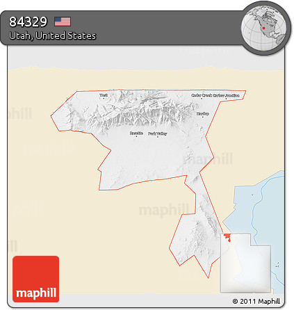Classic Style 3D Map of ZIP Code 84329, single color outside