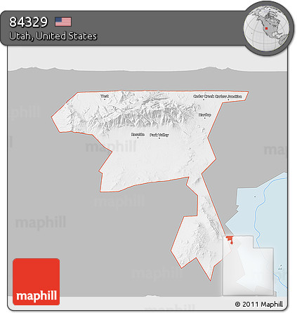 Gray 3D Map of ZIP Code 84329, single color outside