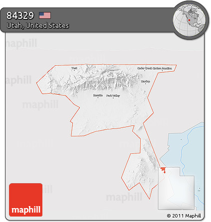 Silver Style 3D Map of ZIP Code 84329, single color outside