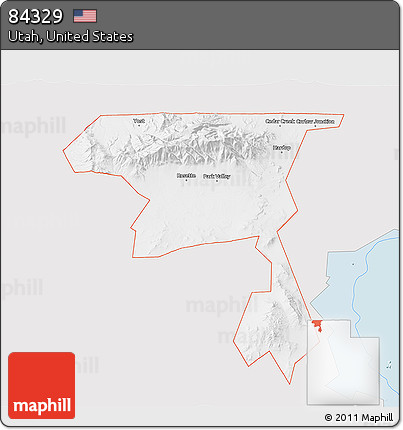 Silver Style 3D Map of ZIP Code 84329, single color outside