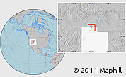 Gray Location Map of ZIP code 84330, highlighted state, hill shading