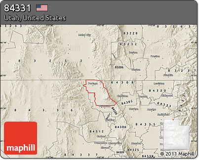 Shaded Relief Map of ZIP Code 84331