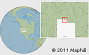 Savanna Style Location Map of ZIP code 84335, highlighted state, hill shading
