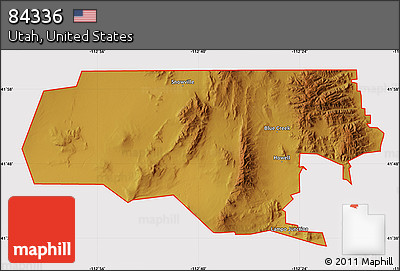 Physical Map of ZIP Code 84336, cropped outside