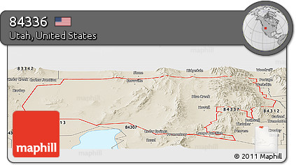 Shaded Relief Panoramic Map of ZIP Code 84336