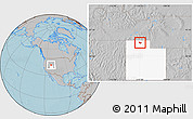 Gray Location Map of ZIP code 84337, highlighted state, hill shading