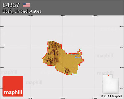 Physical Map of ZIP Code 84337, cropped outside