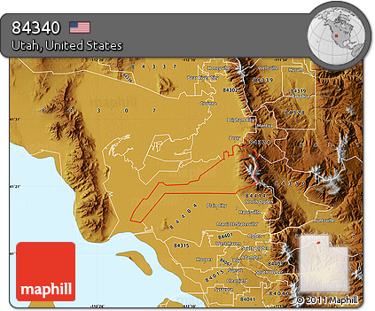 Physical Map of ZIP Code 84340