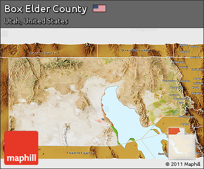 Satellite 3D Map of Box Elder County, physical outside