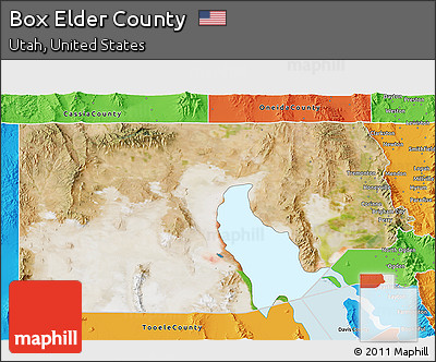 Satellite 3D Map of Box Elder County, political outside