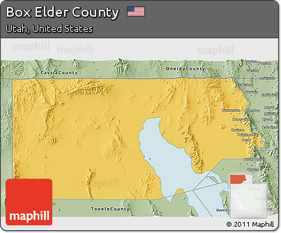 Savanna Style 3D Map of Box Elder County