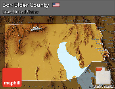 Physical Map of Box Elder County, darken