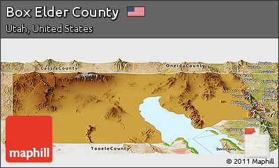 Physical Panoramic Map of Box Elder County, satellite outside