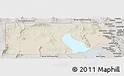 Shaded Relief Panoramic Map of Box Elder County, semi-desaturated