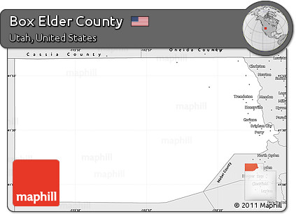 Silver Style Simple Map of Box Elder County