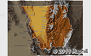Physical 3D Map of Cache County, darken, semi-desaturated