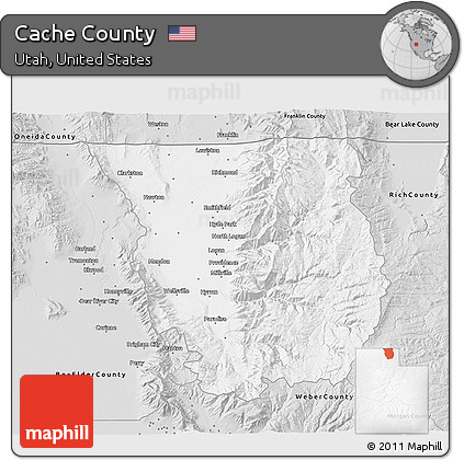 Silver Style 3D Map of Cache County