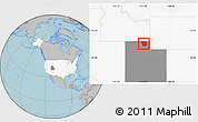 Gray Location Map of Cache County, highlighted country, highlighted parent region, hill shading