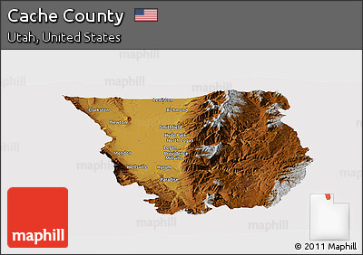 Physical Panoramic Map of Cache County, cropped outside