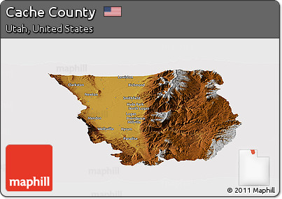 Physical Panoramic Map of Cache County, cropped outside