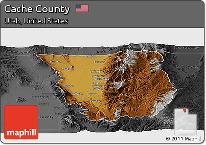 Physical Panoramic Map of Cache County, darken, desaturated