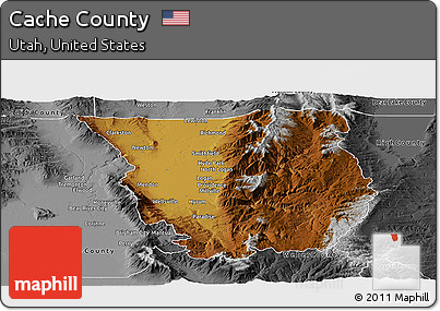 Physical Panoramic Map of Cache County, desaturated