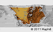 Physical Panoramic Map of Cache County, lighten, desaturated