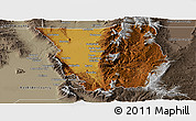 Physical Panoramic Map of Cache County, semi-desaturated