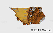 Physical Panoramic Map of Cache County, single color outside