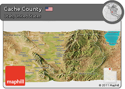 Satellite Panoramic Map of Cache County