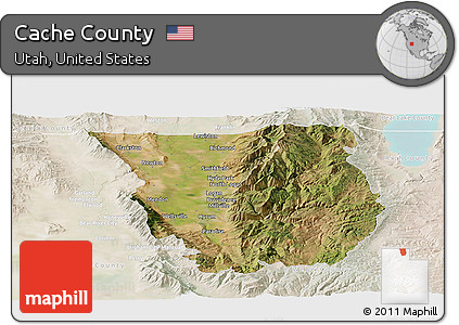 Satellite Panoramic Map of Cache County, lighten